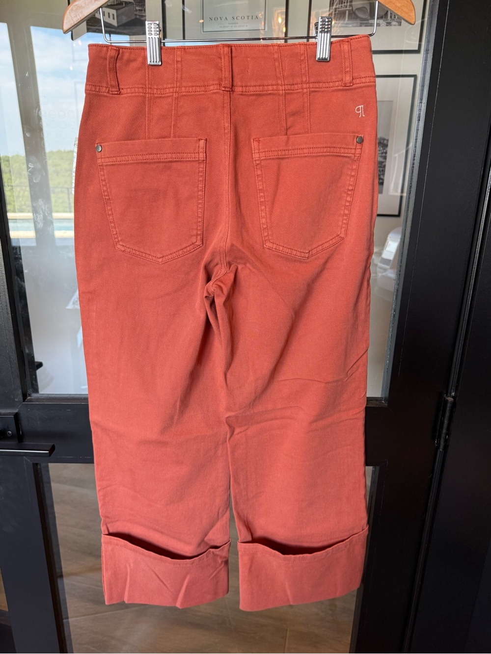 Pilcro Cropped Wide-Leg Jeans in Rust Orange - Picture 5 of 7